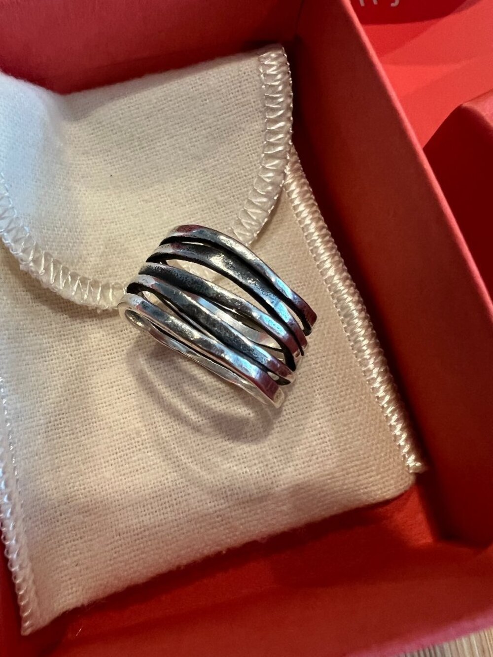 Retired James Avery Sterling Silver Stacked Hammered Ring Size 9